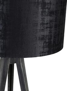 Lampa de podea trepied negru cu abajur negru 50 cm - Tripod Classic