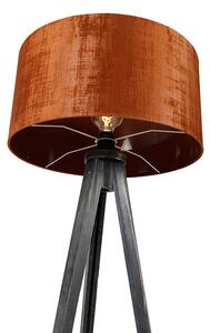 Lampa de podea trepied negru cu abajur rosu 50 cm - Tripod Classic