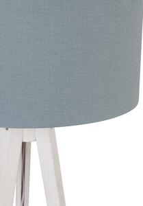 Lampa de podea trepied alb cu abajur albastru deschis 50 cm - Tripod Classic