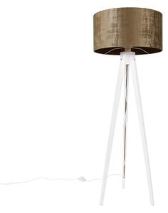 Lampă de podea modernă trepied alb cu nuanță maro 50 cm - Tripod Classic