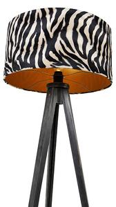 Lampa de podea trepied negru cu abajur zebra 50 cm - Tripod Classic