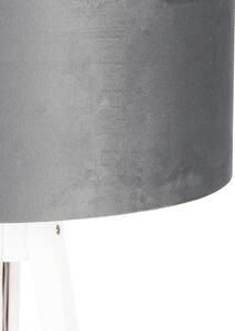 Lampă de podea modernă trepied alb cu nuanță gri de velur 50 cm - Tripod Classic