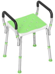 HOMCOM Scaun de duș din aluminiu, reglabil pe înălțime, cu cotiere și picioare antiderapante, verde | Aosom Romania