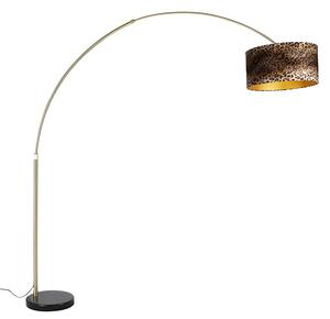 Lampă modernă cu arc din alamă, umbră de marmură neagră, leopard 50 cm -XXL