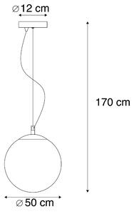 Lampă suspendată modernă din alamă cu sticlă fumurie 50 cm - Ball