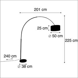 Lampă arc oțel abajur țesătură negru 50 cm - XXL