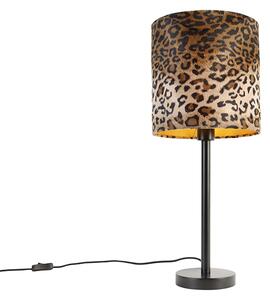Lampa de masa moderna neagra cu abajur leopard 25 cm - Simplo