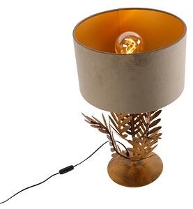 Lampă de masă vintage de culoare aurie cu nuanță de catifea taupe 35 cm - Botanica