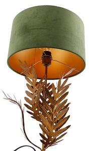 Lampă de masă vintage aurie cu nuanță de velur verde 35 cm - Botanica