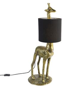 Lampă de podea vintage alamă stofă negru - Giraffe To