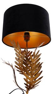 Lampă de masă de epocă aurie cu nuanță de catifea neagră 35 cm - Botanica