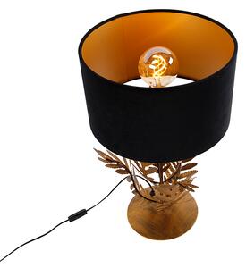 Lampă de masă de epocă aurie cu nuanță de catifea neagră 35 cm - Botanica