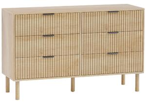 HOMCOM Comodă cu 6 Sertare din Lemn pentru Dormitor și Hol, Stil Nordic, 120 x 39,5 x 75 cm, Stejar | Aosom Romania