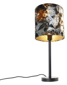Lampa de masa moderna neagra cu abajur flori 25 cm - Simplo