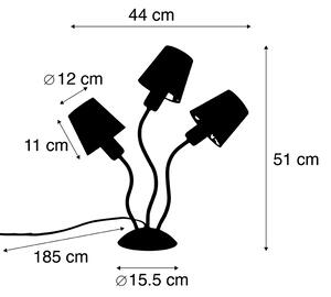 Lampă de masă de design neagră 3 lumini cu abajururi cleme - Wimme