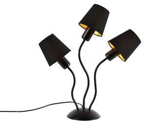 Lampă de masă de design negru cu 3 lumini cu capace de fixare - Wimme
