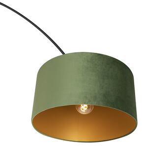 Lampa cu arc abajur catifea neagra verde cu auriu 50 cm - XXL