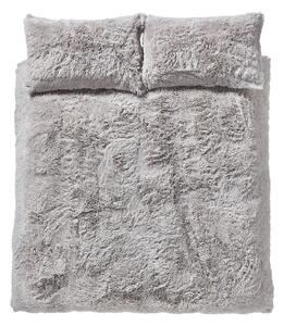 Lenjerie de pat din micropluș gri deschis Catherine Lansfield Cuddly, 135 x 200 cm, gri