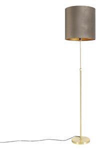 Lampă de podea auriu / alamă cu abajur de catifea taupe 40/40 cm - Parte