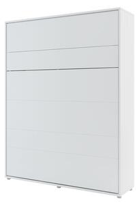 Pat rabatabil pe perete, cu mecanism pneumatic, sistem LED si somiera inclusa, Bed Concept Vertical Alb Mat, 200 x 160 cm