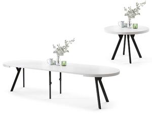 Mazzoni VITO Alb Mat/picioare negre - MASĂ MARE ROTUNDĂ Ø110 EXTENSIBILĂ PÂNĂ LA 310 cm CU PICIOARE Y LOFT/INDUSTRIALĂ