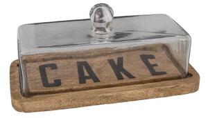 Platou din lemn pentru tort cu capac din sticlă Antic Line Cake