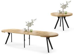 Mazzoni EXPANSO Stejar Craft Auriu/picioare negre - MASĂ MARE ROTUNDĂ Ø110 EXTENSIBILĂ PÂNĂ LA 310 cm CU PICIOARE Y LOFT/INDUSTRIALĂ