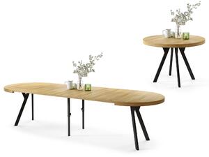 Mazzoni EXPANSO Stejar American/picioare negre - MASĂ MARE ROTUNDĂ Ø110 EXTENSIBILĂ PÂNĂ LA 310 cm CU PICIOARE Y LOFT/INDUSTRIALĂ