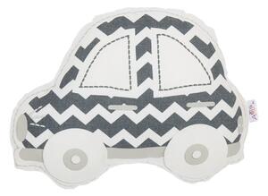 Pernă din amestec de bumbac pentru copii Mike & Co. NEW YORK Pillow Toy Car, 32 x 25 cm, gri - alb