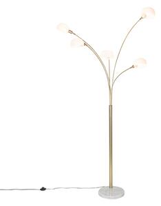 Lampă de podea de design alamă cu sticlă opală 5 lumini - Sixties Marmo