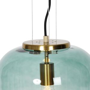 Lampă suspendată de design auriu cu sticlă verde - Bliss