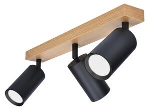 Brilagi - Spot aplicat SELE 3x GU10/30W/230V, negru/decor stejar
