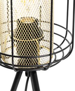 Lampă de masă de design trepied negru cu aur - Gaze