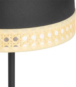 Lampa de masa orientala neagra cu ratan 20 cm - Magna Rattan