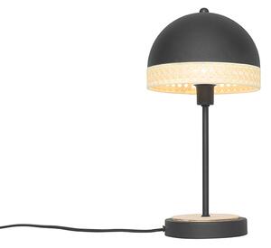 Lampa de masa orientala neagra cu ratan 20 cm - Magna Rattan