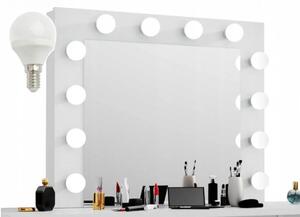 TEMTA2 - Set Masa toaleta, 130 cm, cosmetica machiaj, masuta vanity, oglinda cu LED-uri - Alb lucios sau Alb Mat