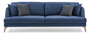 Canapea fixa tapitata cu stofa, 4 locuri Tiera Velvet Albastru, l230xA90xH85 cm