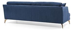 Canapea fixa tapitata cu stofa, 4 locuri Tiera Velvet Albastru, l230xA90xH85 cm