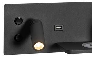 Set 2 aplice negru cu LED cu USB si incarcator cu inductie - Riza