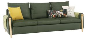 Canapea complet tapiţată 3 locuri, piele / piele ecologică verde măslin, LINSY