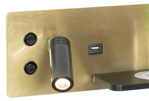 Set 2 aplice negru cu auriu cu LED cu USB si incarcator cu inductie - Riza
