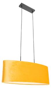 Moderne hanglamp zwart met kap geel 2-lichts - Tanbor