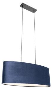 Lampă suspendată modernă neagră cu abajur albastru 2 lumini - Tambor