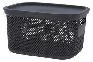 Coș depozitare cu capac, 6 L, din plastic perforat, Storage Solutions, gri închis