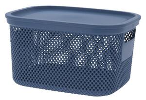 Coș depozitare cu capac, 6 L, din plastic perforat, Storage Solutions, albastru