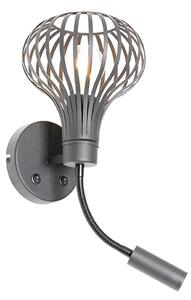 Aplică modernă neagră cu lampă de citit 2 lumini - Saffira Brescia