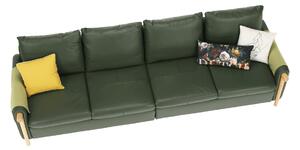 KONDELA Canapea complet tapiţată cu 4 locuri, piele / piele ecologică verde măslin, LINSY