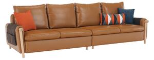 Canapea complet tapiţată cu 4 locuri, piele / piele ecologică maro auriu, LINSY