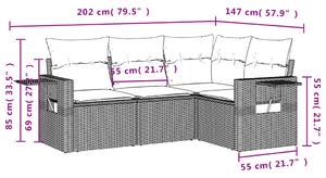 Set canapele de grădină, 4 piese, cu perne, maro poliratan maro