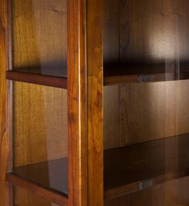 Vitrina din lemn si furnir, cu 6 sertare si 2 usi, Nordic Nuc / Alb, l105xA40xH180 cm